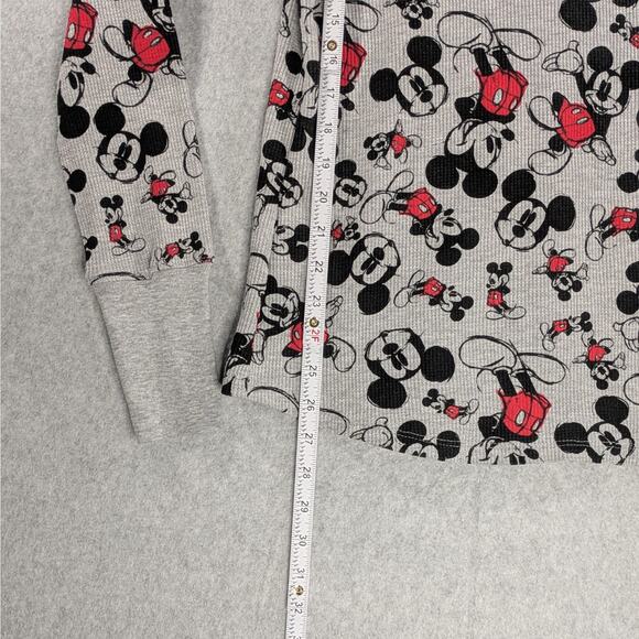 Disney Mickey Mouse Women's XL Thermal Shirt Gray Waffle Knit Thumb Holes - Picture 8 of 16